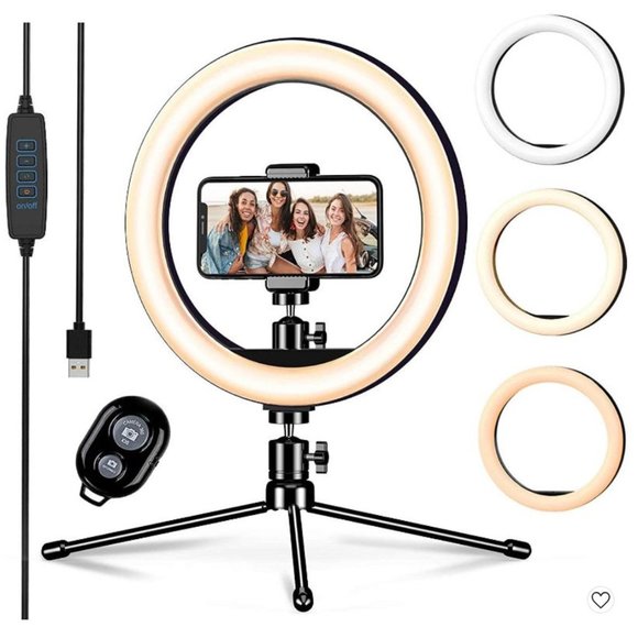 LED Ring Light Tripod Stand Phone Holder 3 Light Modes X002L240ZH - Picture 1 of 7